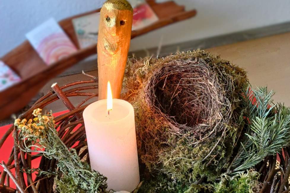 Ein selbstgemachtes Gesteck zu Imbolc.